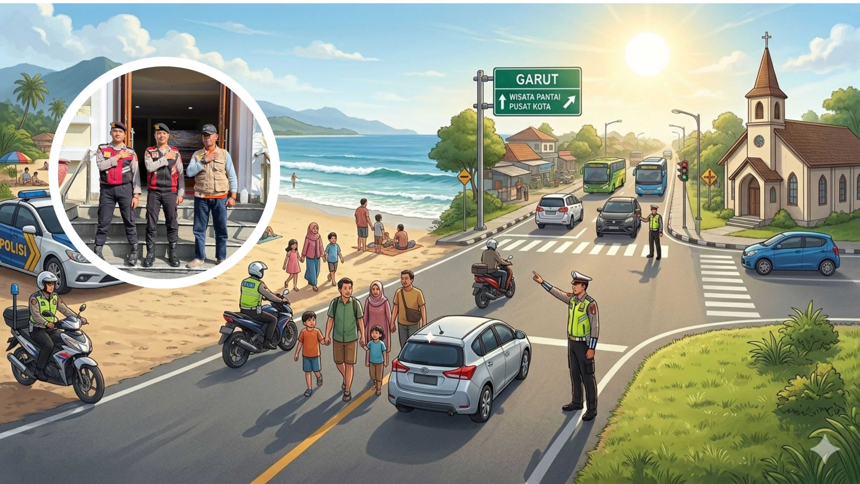 Polisi Perketat Pengamanan Wisata, Gereja, dan Jalur Padat Selama Masa Liburan di Garut